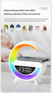 LAMPARA Y RELOJ DESPERTADOR CON CARGA INALAMBRICA PARA CELULAR Y AIRPODS